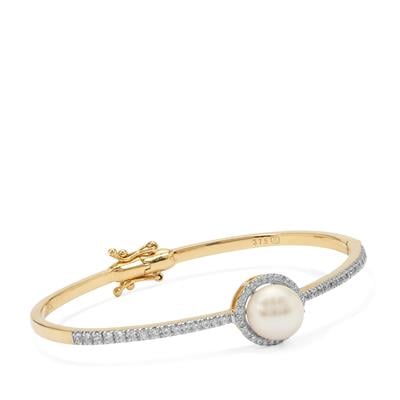 South Sea Cultured Pearl Bangle with White Zircon in 9K Gold  (9mm)