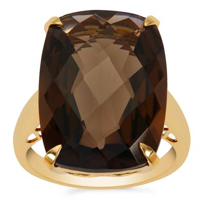 Smokey Quartz Ring in Gold Plated Sterling Silver 15.55cts