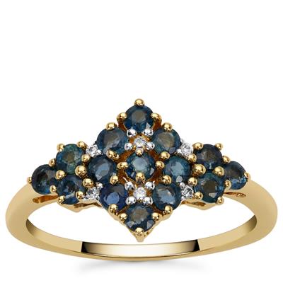 Montana Sapphire Ring with White Zircon in 9K Gold 1cts