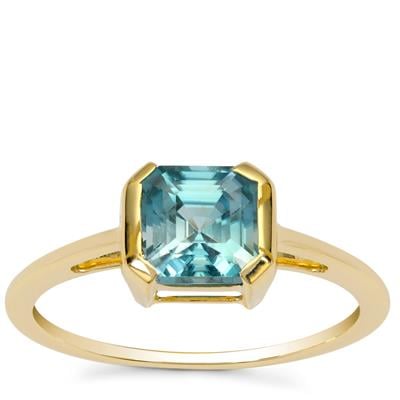Asscher Cut Ratanakiri Blue Zircon Ring in 9K Gold 2cts