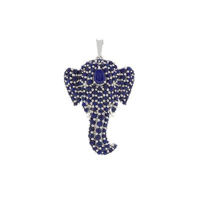 Lapis Lazuli Pendant with White Topaz in Gold Plated Sterling Silver 7.75cts