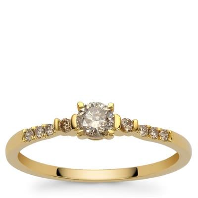 Golden Ivory Diamonds Ring in 9K Gold 0.35ct
