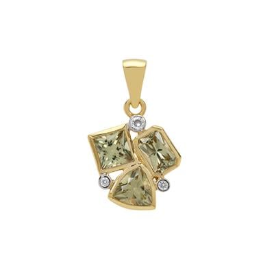 Csarite® Pendant with White Zircon in 9K Gold 2.20cts