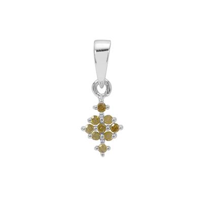 Yellow Diamond Pendant in Sterling Silver 0.13ct