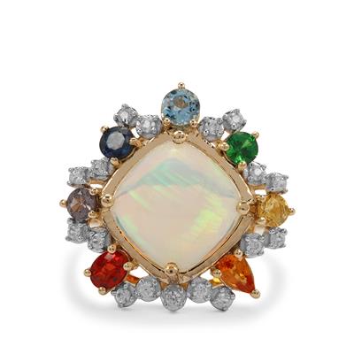 Ethiopian Opal Ring with Multi Gemstone in 9K Gold 4.85cts