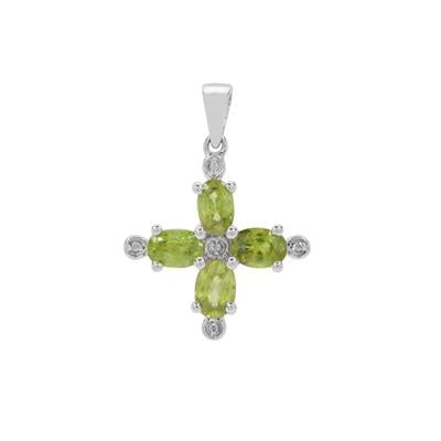 Ambilobe Sphene Pendant with White Zircon in Sterling Silver 2.30cts