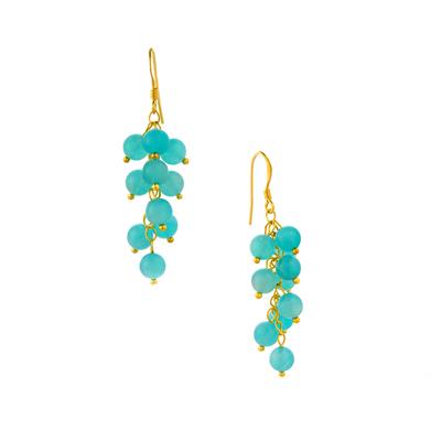 Amazonite Earrings in Gold Tone Sterling Silver 23cts