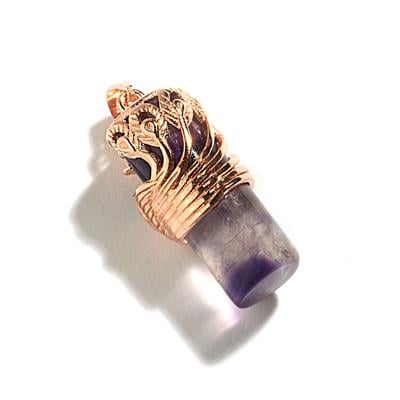 Le Beau Paon Fluorite Rose Gold Plated Sterling Silver Pendant  13.50cts