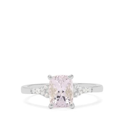Minas Gerais Kunzite Ring with White Zircon in Sterling Silver 2cts