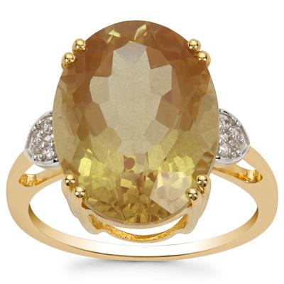 Guyang Sunstone Ring with White Zircon in 9K Gold 8.50cts