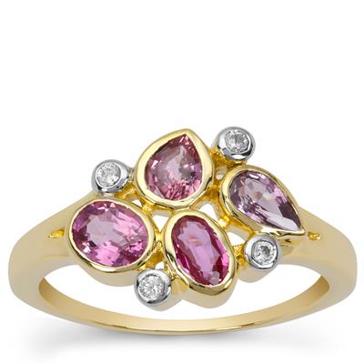 Sakaraha Pink Sapphire Ring with White Zircon in 9K Gold 1.45cts