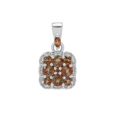 Gouveia Andalusite Pendant with White Zircon in Sterling Silver 1.25cts