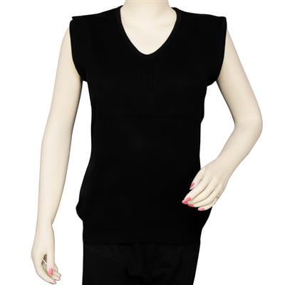 Destello Knitted V Neck Sweater Top 100% Cotton (Choice of 3 Sizes) (Black)