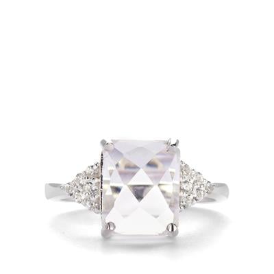 Golconda Quartz Ring with White Zircon in Sterling Silver 2.92cts