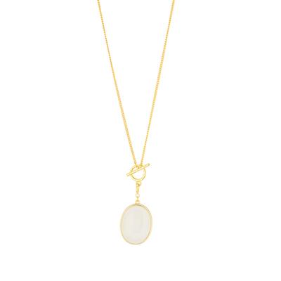 White Agate Necklace in Gold Tone Sterling Silver 13.50cts 