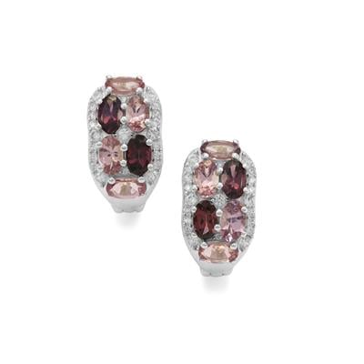 Mahenge Purple Spinel Earrings with White Zircon in Sterling Silver 3.60cts