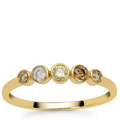 Golden Ivory Diamonds Ring with Multi Diamonds in 9K Gold 0.26cts
