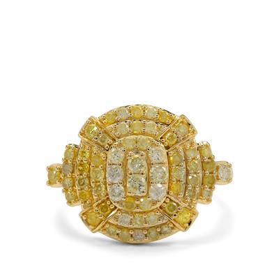 Multi-Colour Yellow Diamond Ring in 9K Gold 1ct