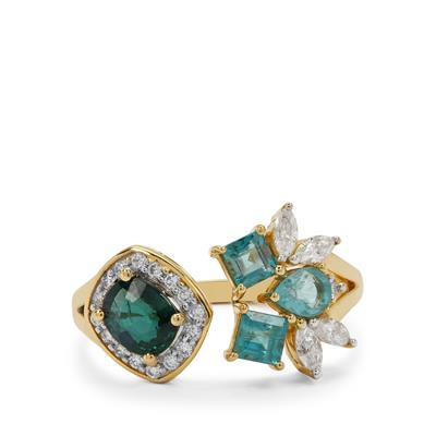 Grandidierite Ring with Diamonds in 18k Gold 1.75cts