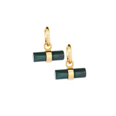 Malachite Earrings in Gold Tone Sterling Silver 20.10cts 