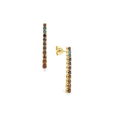 Multi-Colour Diamond Earrings in 9K Gold 1ct