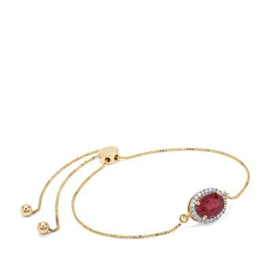 Bemainty Ruby Slider Bracelet with White Zircon in 9K Gold 2cts
