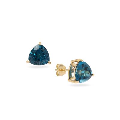 London Blue Topaz Earrings in 9K Gold 4.25cts