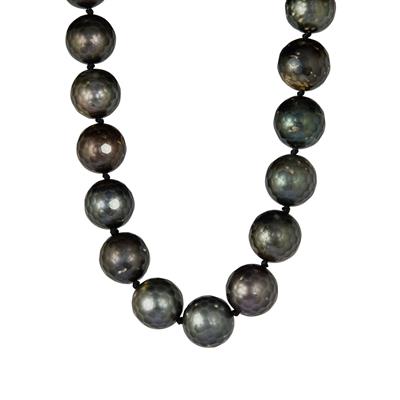 Faceted Tahitian Cultured Pearl Necklace in Sterling Silver (13mm)