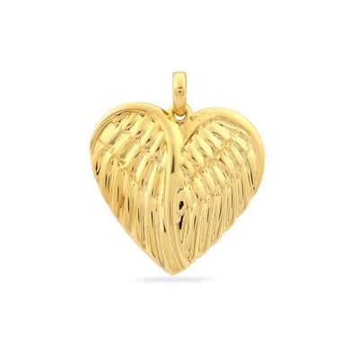 Angel Wing Heart Pendant in Gold Plated Sterling Silver