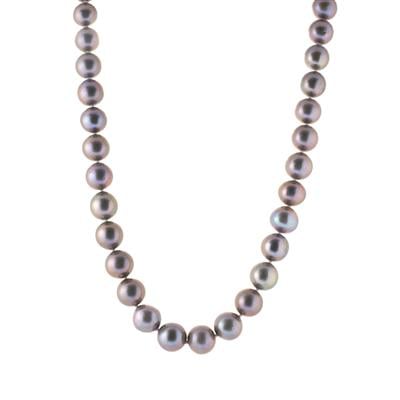 Royal Purple Edison Cultured Pearl Rhodium Plated Sterling Silver Necklace (11 to 13mm)