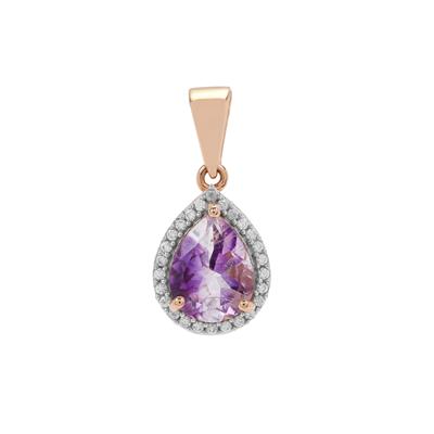 Moroccan Amethyst Pendant with White Zircon in 9K Rose Gold 1.65cts