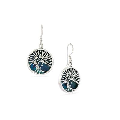 Chrysocolla Tree of Life Earrings in Sterling Silver 16.40cts