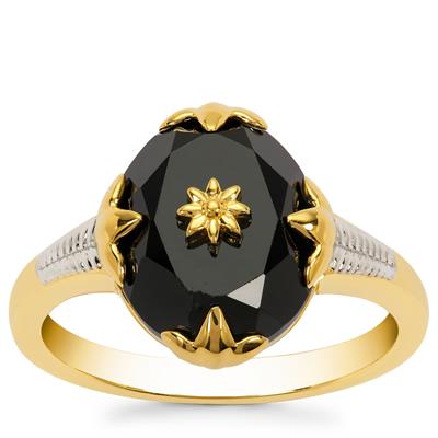 Black Spinel Ring in Gold Plated Sterling Silver 4.30cts