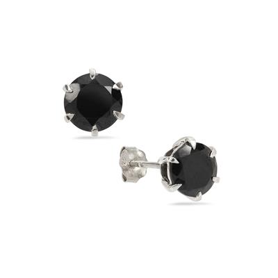 Black Spinel Earrings in Platinum Plated Sterling Silver 3cts