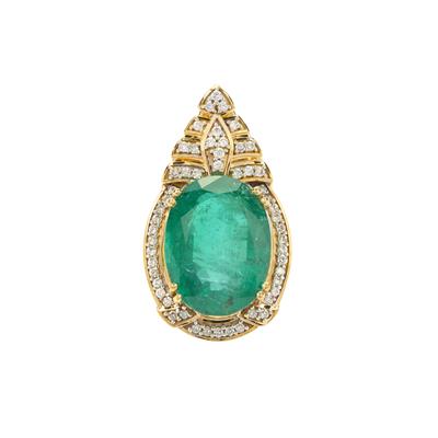Zambian Emerald Pendant with Diamonds in 18K Gold 10.23cts