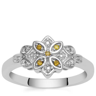 Yellow Diamond Ring in Sterling Silver