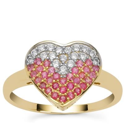 Pink Sapphire Ring with White Zircon in 9K Gold 0.55cts