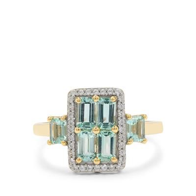 Nigerian Emerald Ring with White Zircon in 9K Gold 1.60cts