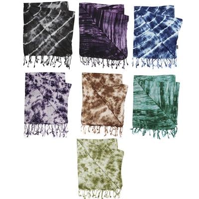 Destello Tie & Dyed Scarf 100% Viscose (Choice of 7 Colors) (Teal/ Brown/ Royal Blue/ Navy/ Olive Green/ Grey/ Purple)