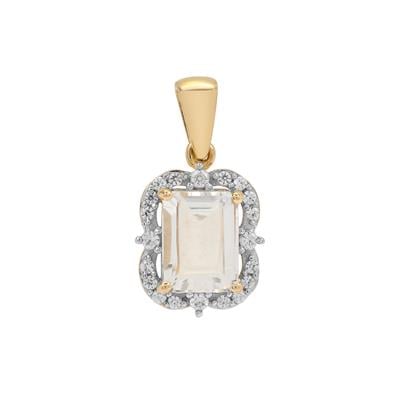 Himalayan Beryl Pendant with White Zircon in 9K Gold 1.70cts