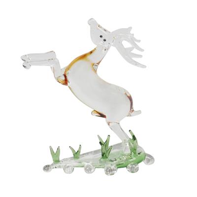 Stag Figure Showpiece Household Glass Decoration (3 x 4.5 inch)