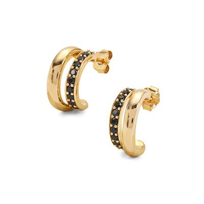 Black Spinel Earrings in Gold Plated Sterling Silver 0.35ct