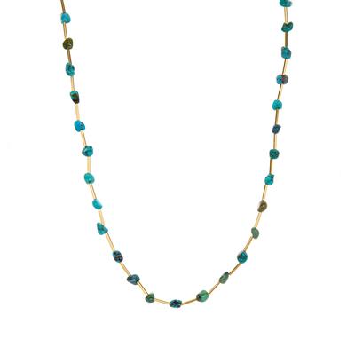 Turquoise Necklace in Gold Tone Flash Sterling Silver 21.90cts 