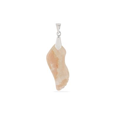 Sakura Agate Angel Wing Pendant in Sterling Silver 26cts