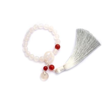 Red Chalcedony Strechable Tassle Bracelet with White Chalcedony 170.50cts