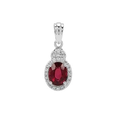Malawi Garnet Pendant with White Zircon in Sterling Silver 2.35cts