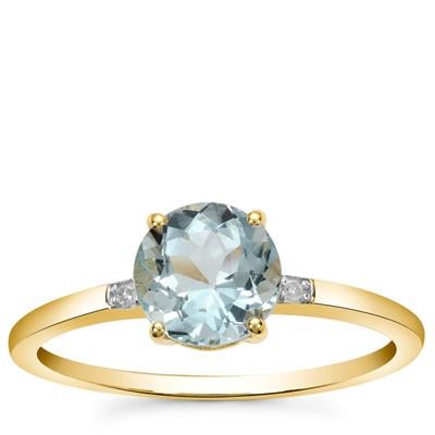 Pedra Azul Aquamarine Ring with Diamond in 9K Gold 1.30cts