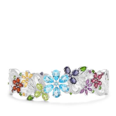 ‘The Confetti Fields’ Zambian Amethyst Cuff Bangle with Multi Gemstones in Sterling Silver 12.35cts