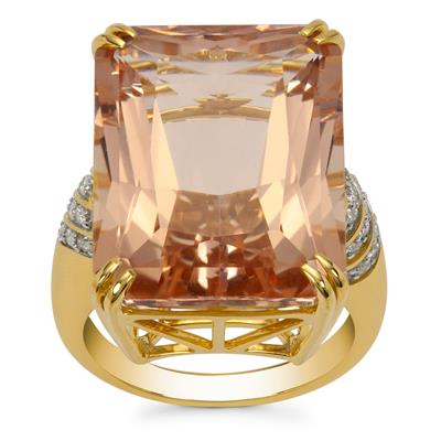 AAAA Morganite Ring with Diamonds in 18K Gold 23.49cts