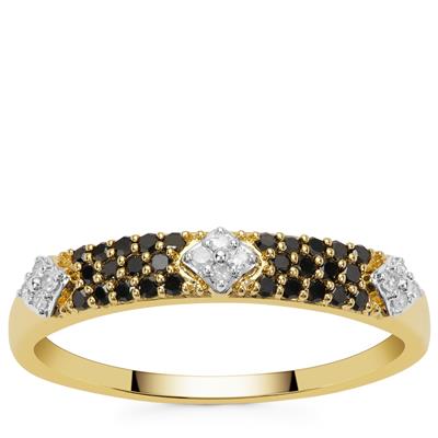Black Diamonds Ring with White Diamonds in 9K Gold 0.27cts